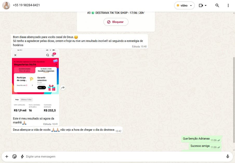 Adriana fez R$252 e agradece pelas dicas