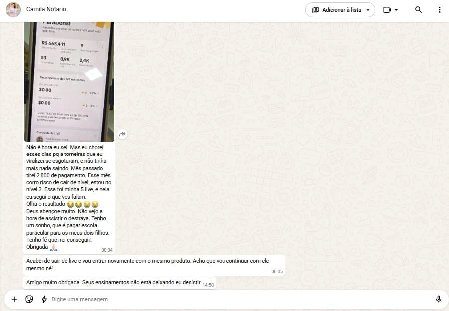 Camila Notário fez R$661 de GMV